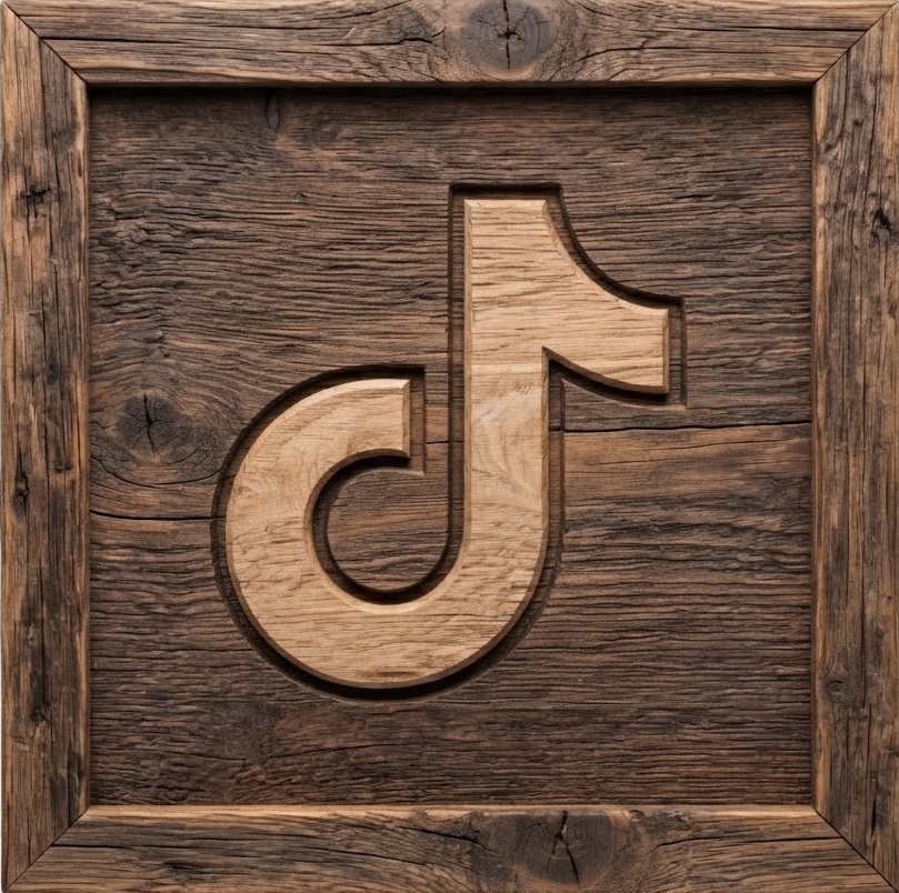 Logo en bois de Tiktok